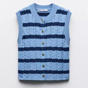 ZARA STRIPED WOVEN KNIT TOP Small